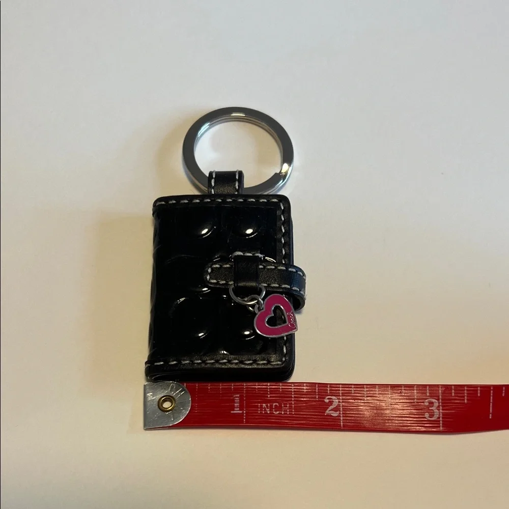 Vintage Coach Picture Frame Bag Charm-Black Key Holder with Pink Heart Accent - Picture 9 of 16